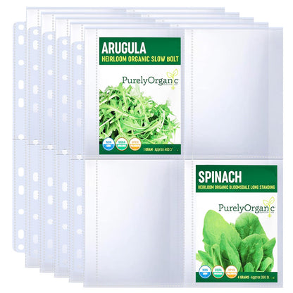 60 Pack 240 Pockets Seed Packet Sleeves, Garden Seed Storage Organizer Pages for 3 Ring Binder, Slot Size 3.5"x 5", Sleeves for Seed Protector Holder Container, Postcards Photos Cards