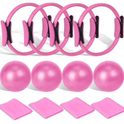 Pilates Ring and Ball Set Bulk, Pilates Equipment with 12 Inch Pilates Circle Rings, Small Yoga Balls, Resistance Bands, Pilate Essential Kit Bulk for Home Workouts Women, Pilates & Yoga Studio