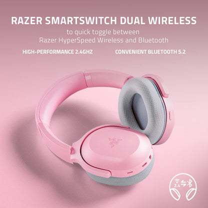 Razer Barracuda Wireless Gaming & Mobile Headset (PC, PlayStation, Switch 2, Android, iOS): 2.4GHz Wireless + Bluetooth - Integrated Noise-Cancelling Mic - 50mm Drivers - 40 Hr Battery - Quartz Pink