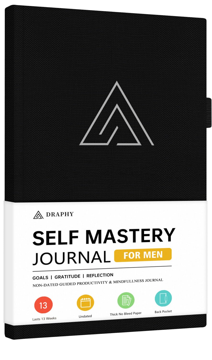 Self-Mastery Journal for Men - Gratitude and Productivity Journal for More Happiness, Positivity, Growth, Mindfulness, Self Care and Reflection - Guided Inspirational Journals for Men & Women (Black)