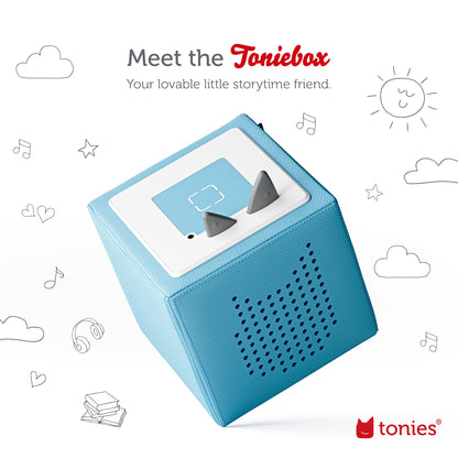 Toniebox Audio Player Disney Starter Set Bundle with Woody, Lightning McQueen, Simba, Winnie-The-Pooh, and Playtime Puppy - Listen, Learn, and Play with One Huggable Little Box - Light Blue