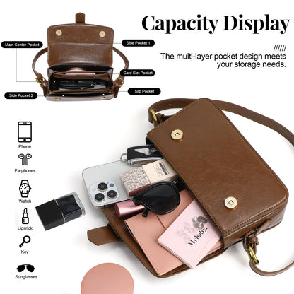 XquiziFit Shoulder Bag for Women Small Clutch Purses Cute Hobo Purses and Handbags Retro Leather Underarm Crossbody Bag with 2 Removable Strap, Brown