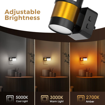 L LOHAS LED Night Lights Plug into Wall, 2 Pack, Plug in Night Light, Soft White/Cool White/Amber, Dimmable Backlit Nightlight with Light Sensor, 180° Rotatable Nightlights Plug in Wall for Hallway