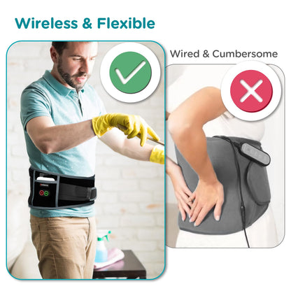 Comfytemp Cordless Heating Pad with Massager for Back Pain Relief, Portable Lower Back Massager Wearable, Birthday Gifts for Dad Mom Men Women Elderly, Rechargeable Period Cramps, 3 Heat Auto-Off, 58"