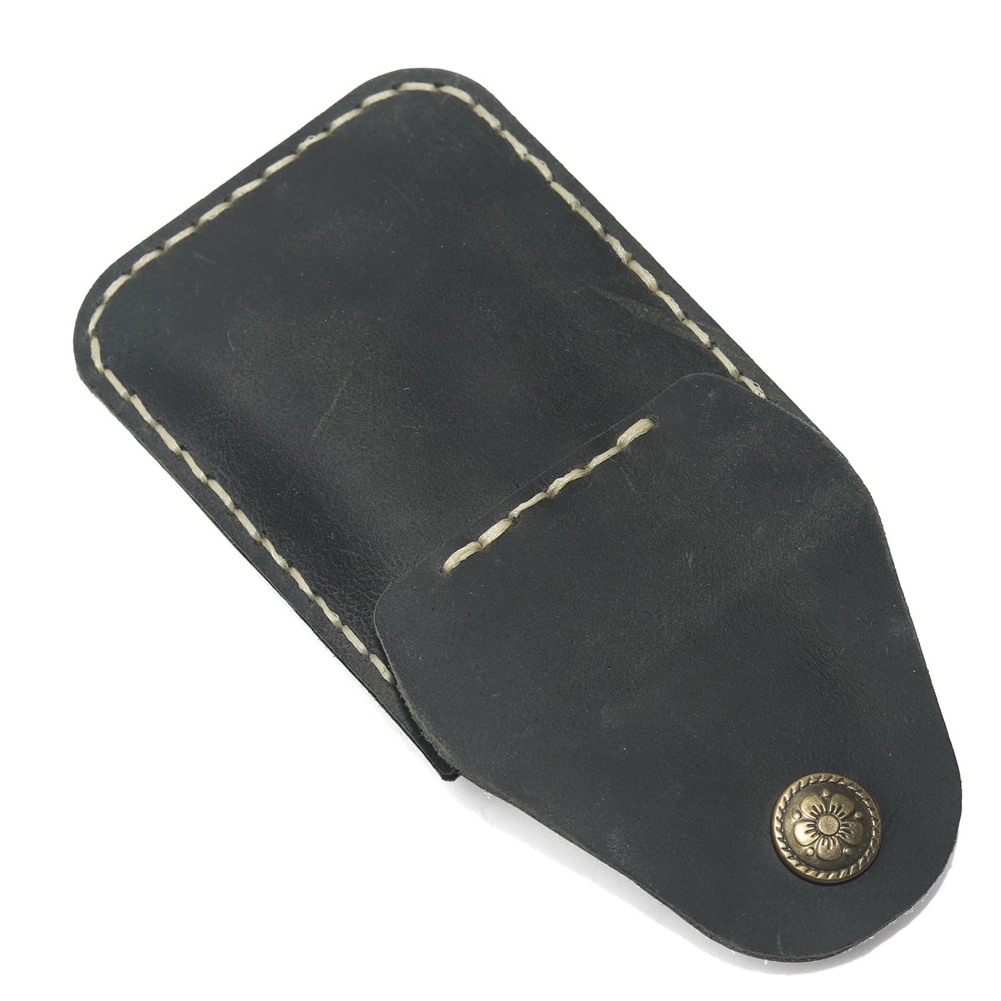 JingRongDa Handmade Men's Slim Genuine Leather Card Holder with Secure Closure Design Front Pocket Design Card Case for Everyday Carry (Black)