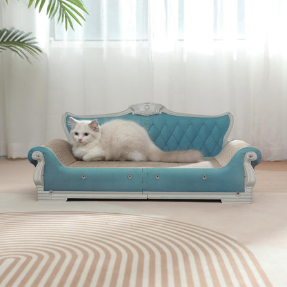 Kidding Pets Cat Sofa Shape Scratch Pad for Large Medium Small Indoor Cats,Larger-Sized Recyclable Reversible Cardboard Cat Couch for Resting Claw Grinding and Playing