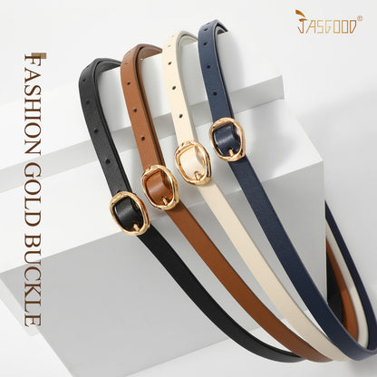 JASGOOD 4 Pack Women Skinny Leather Belts Slim Thin Belt for Dresses Jeans Pants Ladies Small Waist Belt