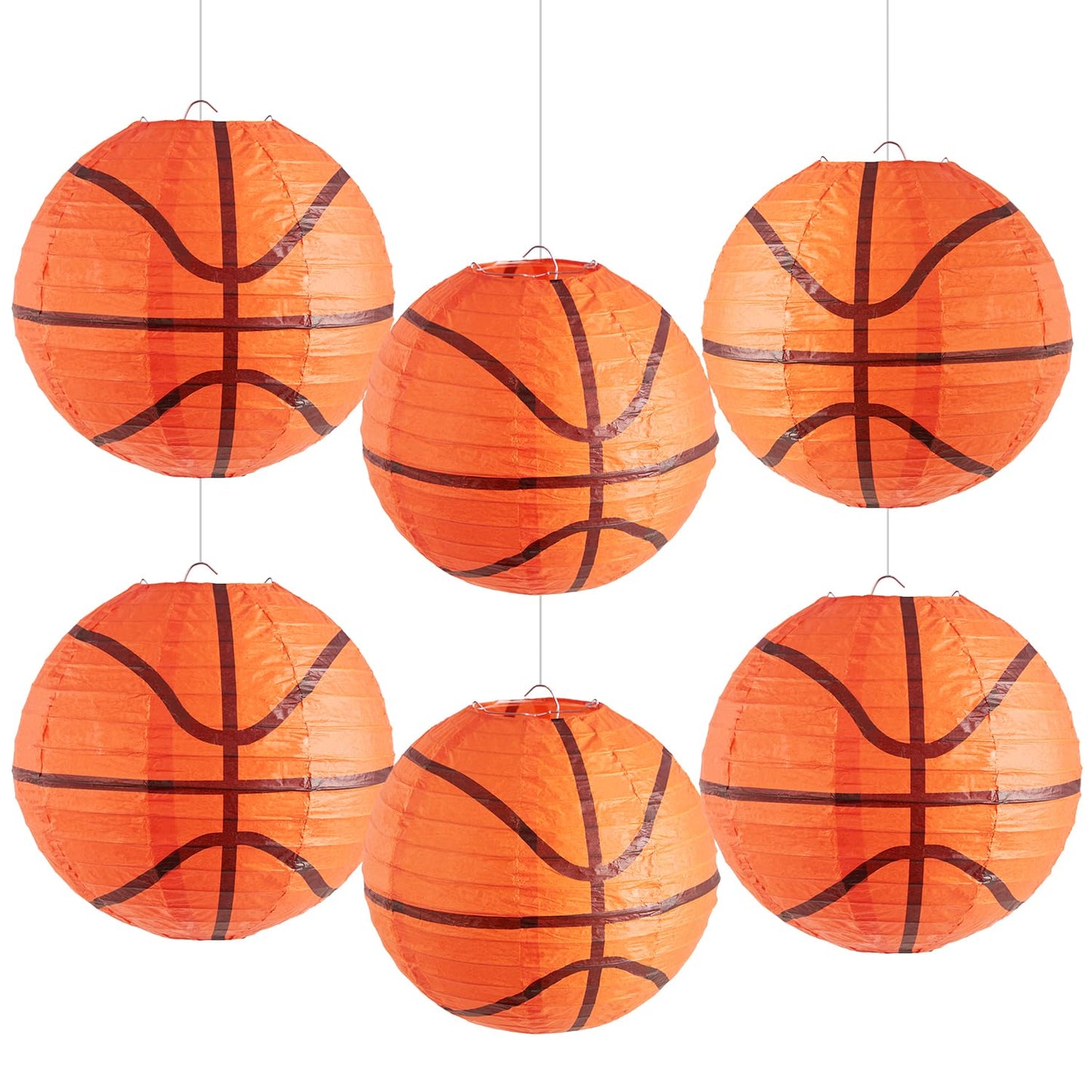 Easy Joy 8 Inch Basketball Party Decorations Basketball Lanterns Basketball Paper Lanterns Basketball Hanging Lanterns Creative Football Party Decorations
