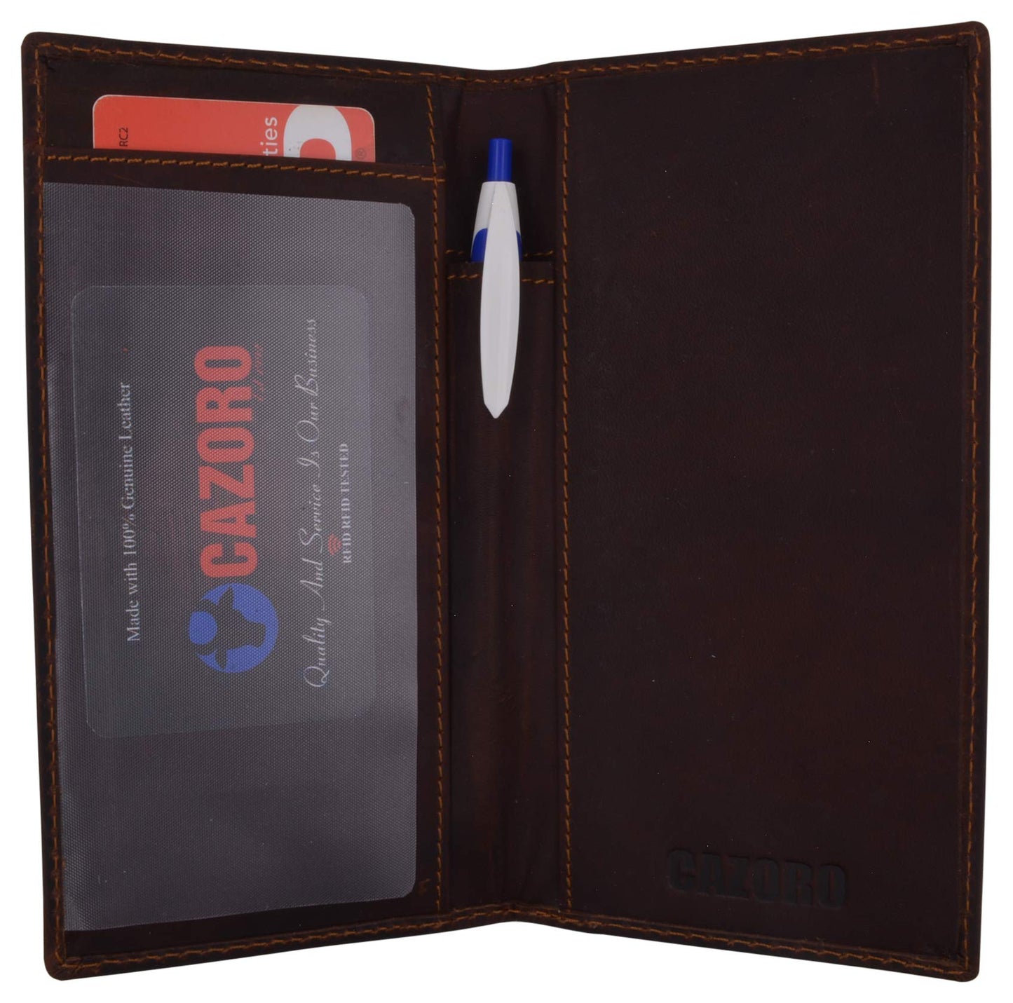 MARSHAL Genuine Leather Checkbook Cover Case #156-cr (Vintage Brown)
