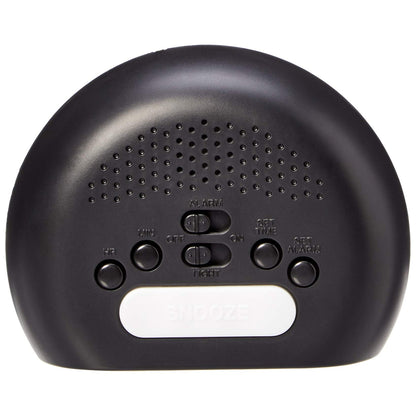 Amazon Basics Small Digital Oval Alarm Clock with LED Display, Nightlight, Snooze Function & Battery Backup, Black, 4.5 x 3.5 x 2.4 Inches