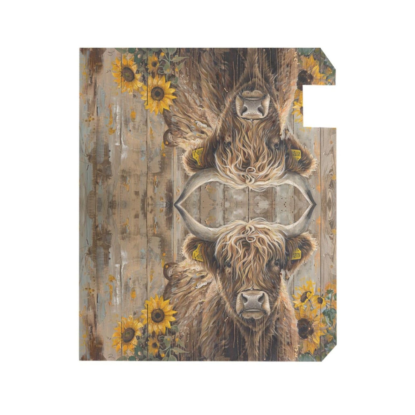 ALAZA Highland Cow and Sunflowers on Rustic Wooden Magnetic Mailbox Cover MailWraps Garden Yard Home Decor for Outside Oversized-25.5" x20.8"