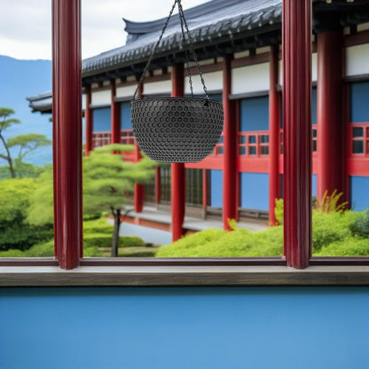 IWOWHERO 2Pcs Hanging Planter Plastic Honeycomb Rattan Weave Plant Basket for Use Deep Color