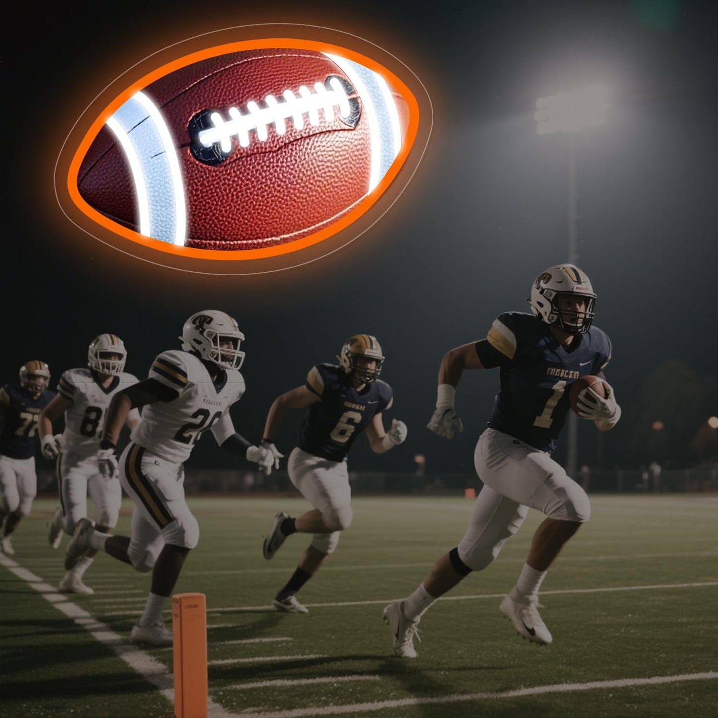 Football Neon Sign Football Shaped LED Light for Wall Decor Dimmable USB Powered Sign for Bedroom Man Cave Game Sports Room Football Gifts for Boys Fans
