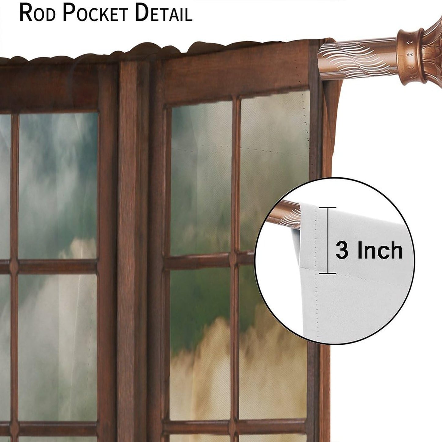 Green Misty Landscape Curtains, Nature Foggy Tree Mountain Scenery Retro Woodland 3D Landscape Blackout Window Treatments for Bedroom Living Room Kitchen 42x54 Inch