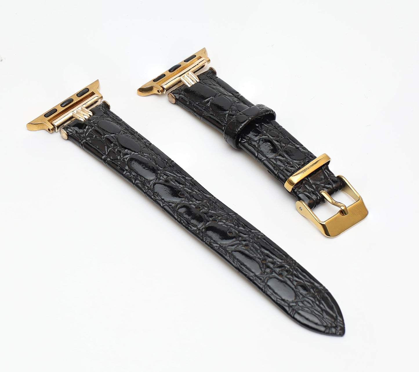 SNAKSTON Premium Faux Crocodile Leather Watch Band Compatible with Apple Watch Series Elegant Luxury Fashion Replacement Strap for Women Men Multi-Size Fit Luxury Multi-Tone Metal Buckle for iWatch Series 11/10/9/8/7/6/5/4/3/2/1/Ultra/SE (black, 42mm/44mm