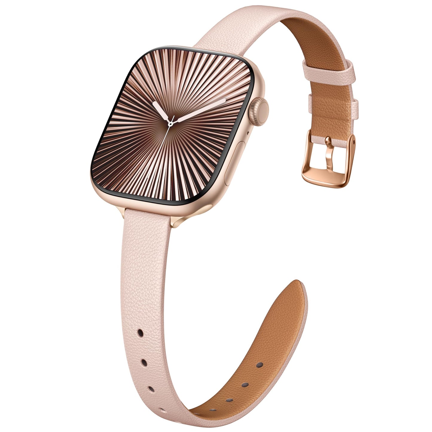 Adorve Compatible with Apple Watch Band 42mm 41mm 40mm 38mm for Women, Dressy Seamless Soft Slim Faux Vegan Leather Replacement Straps for iPhone Watch Series 11 10 9 8 7 6 5 4 3 2 1 SE3/2/1, Pink