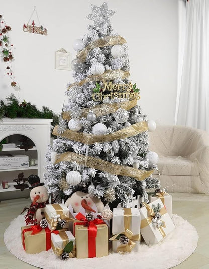 SHareconn 80mm Christmas Balls Ornaments,12PCS Colored Shatterproof Plastic Decorative Hanging Tree Decorations Baubles Set for Xmas Tree Decor Holiday Party Decoration with Lanyard,White&Silver
