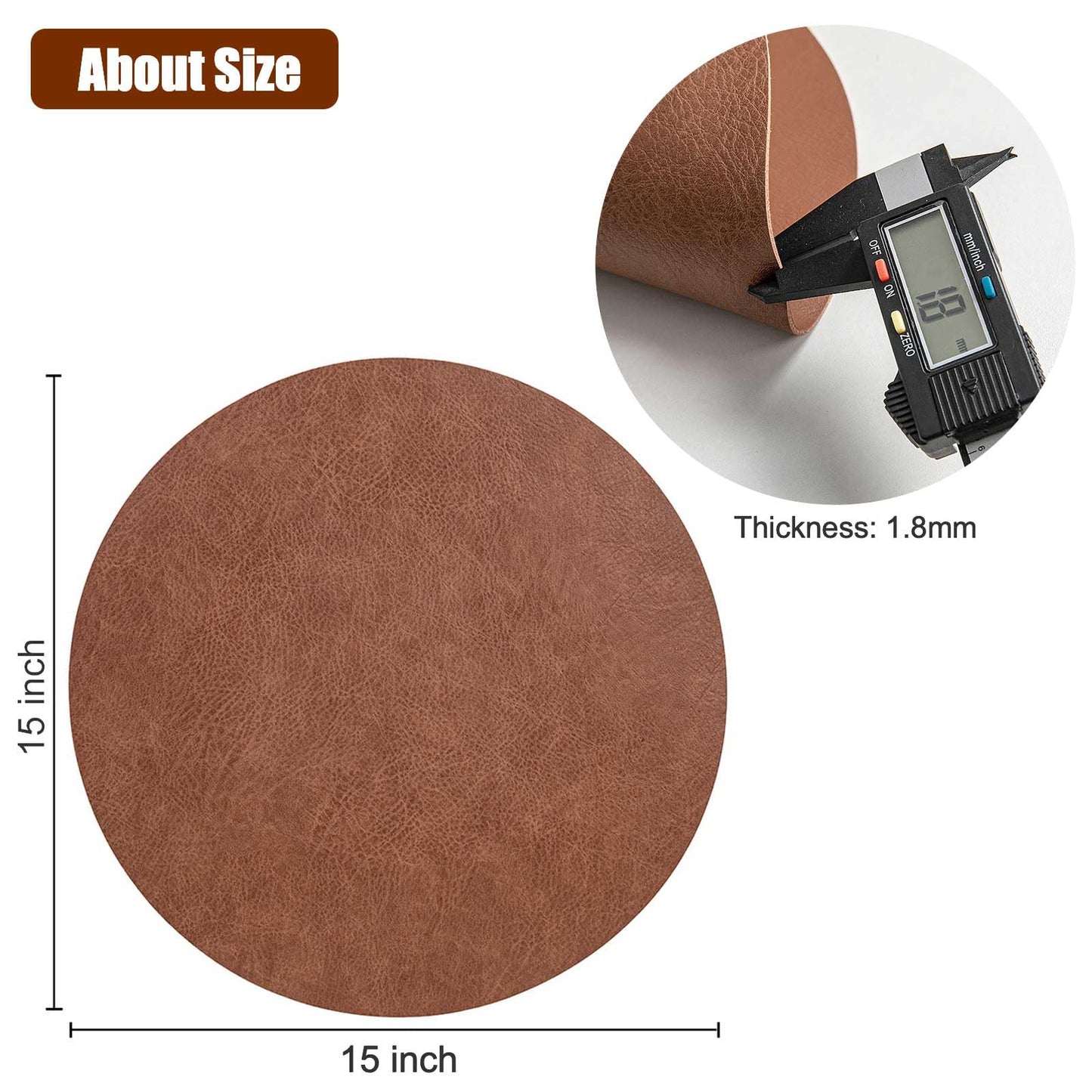 Gihunk PU Leather Placemats Set of 6,15 Inches Round placemats, Table Placemats and Easy to Wipe Off for Dining Table, Kitchen, Party Decoration