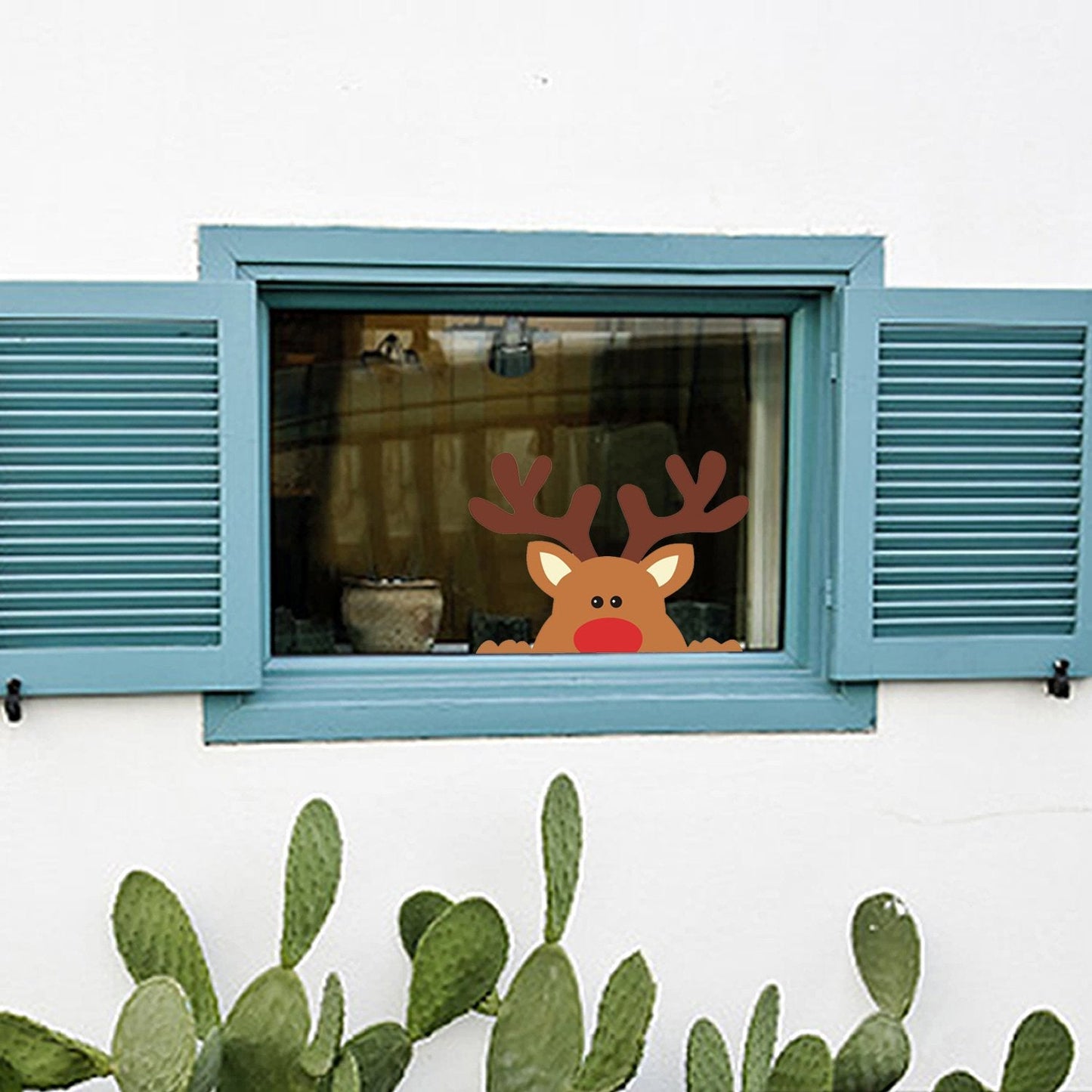 TOARTi Reindeer Window Decals, Adorable Wall Stickers for Nursery Car Decor, Lovely Christmas Home Decorations, 10 Count