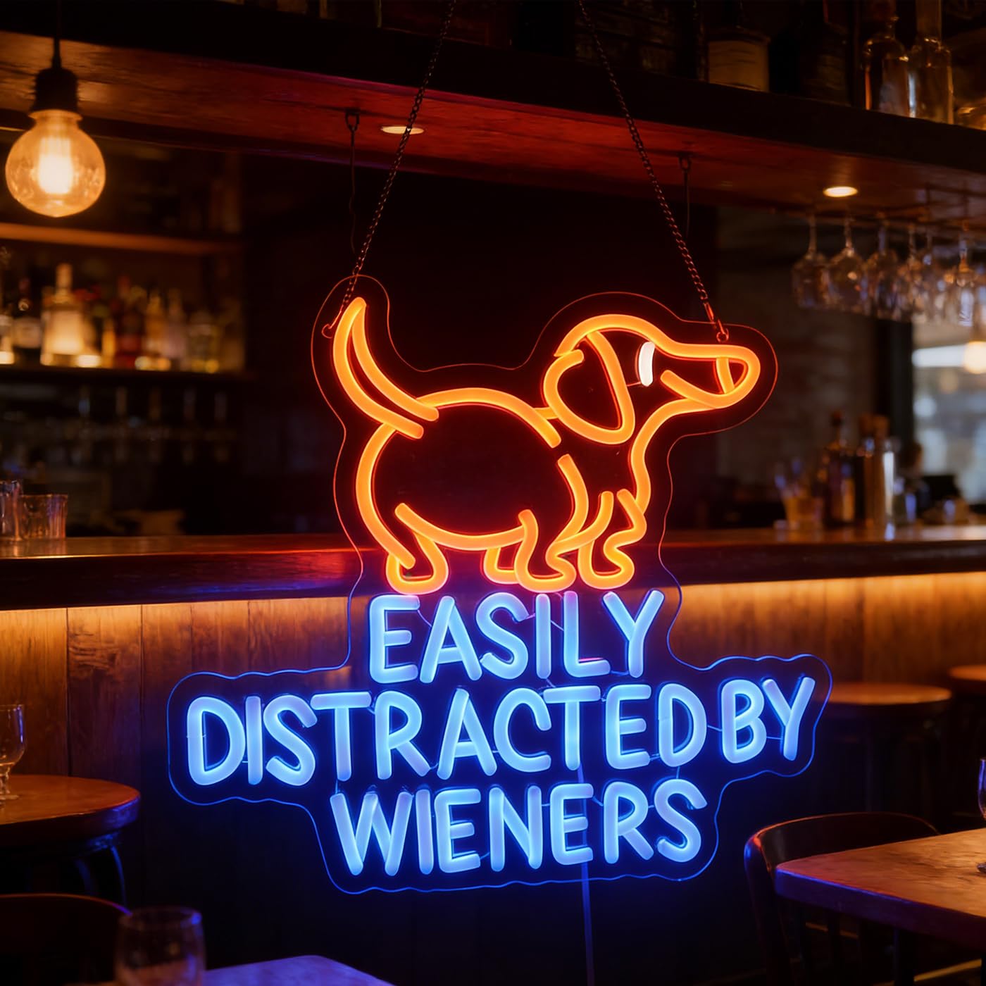 Easily Distracted Neon Sign, Wiener Dog Neon Light, Dachshund Led Signs, Dachshund Decor for Home Decor,Game Room Wall Art Decor,Gift For Dog Lover, Christmas Birthday Gifts
