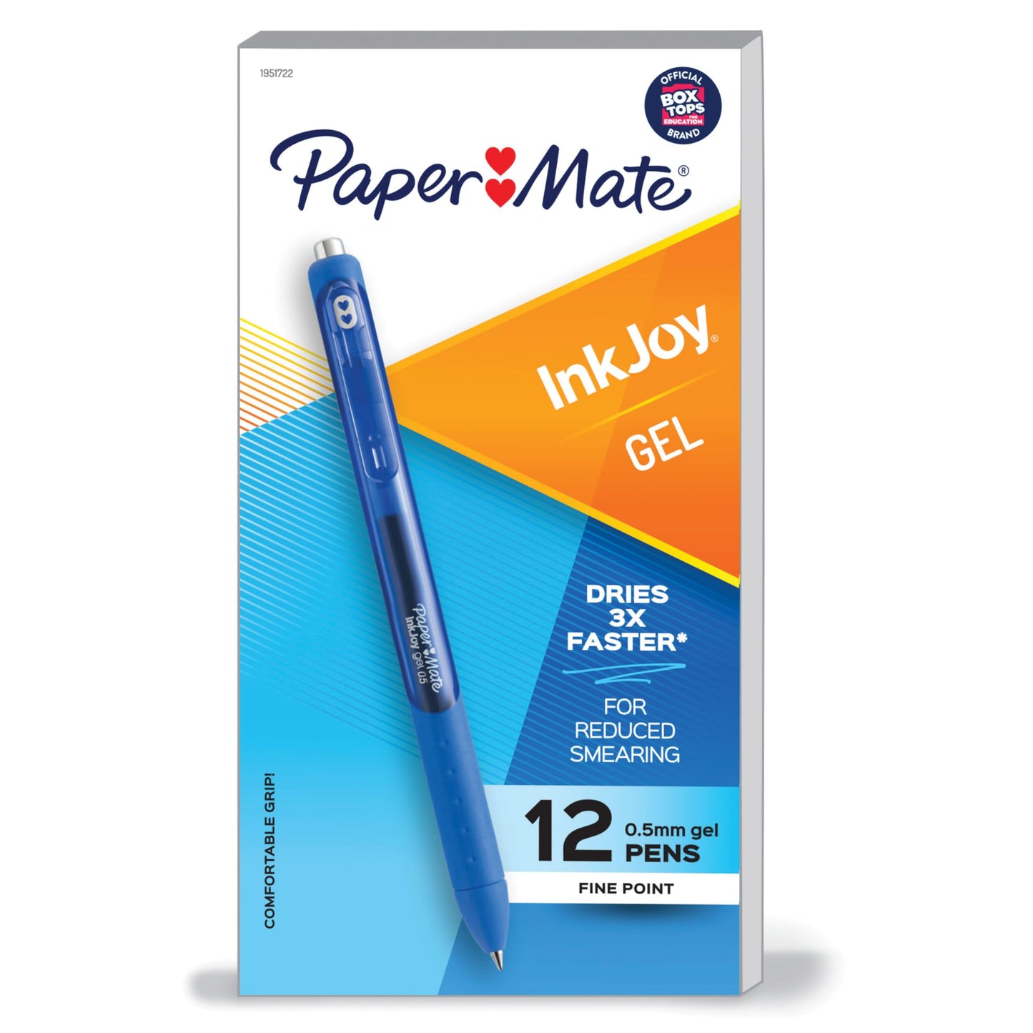 Paper Mate InkJoy Gel Pens, Fine Point (0.5mm), Blue Ink, 12 Count - Comfortable Grip, Teacher Supplies, Note-Taking