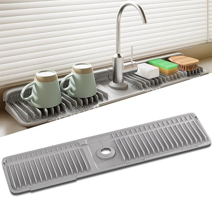 Faucet Mat for Kitchen Sink, 24 Inch Longer Silicone Sink Splash Guard