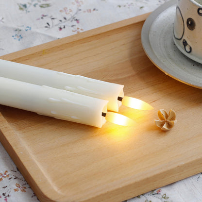 Mavandes Flameless Flickering Taper Candles Two Remote, 7.5 Inch Ivory Battery Operated LED Window Candles Timer,Set of 6 Plastic 3D-Wick Dripping-Wax Effect Flameless Candlesticks(0.86”Dia,Warm Fire)