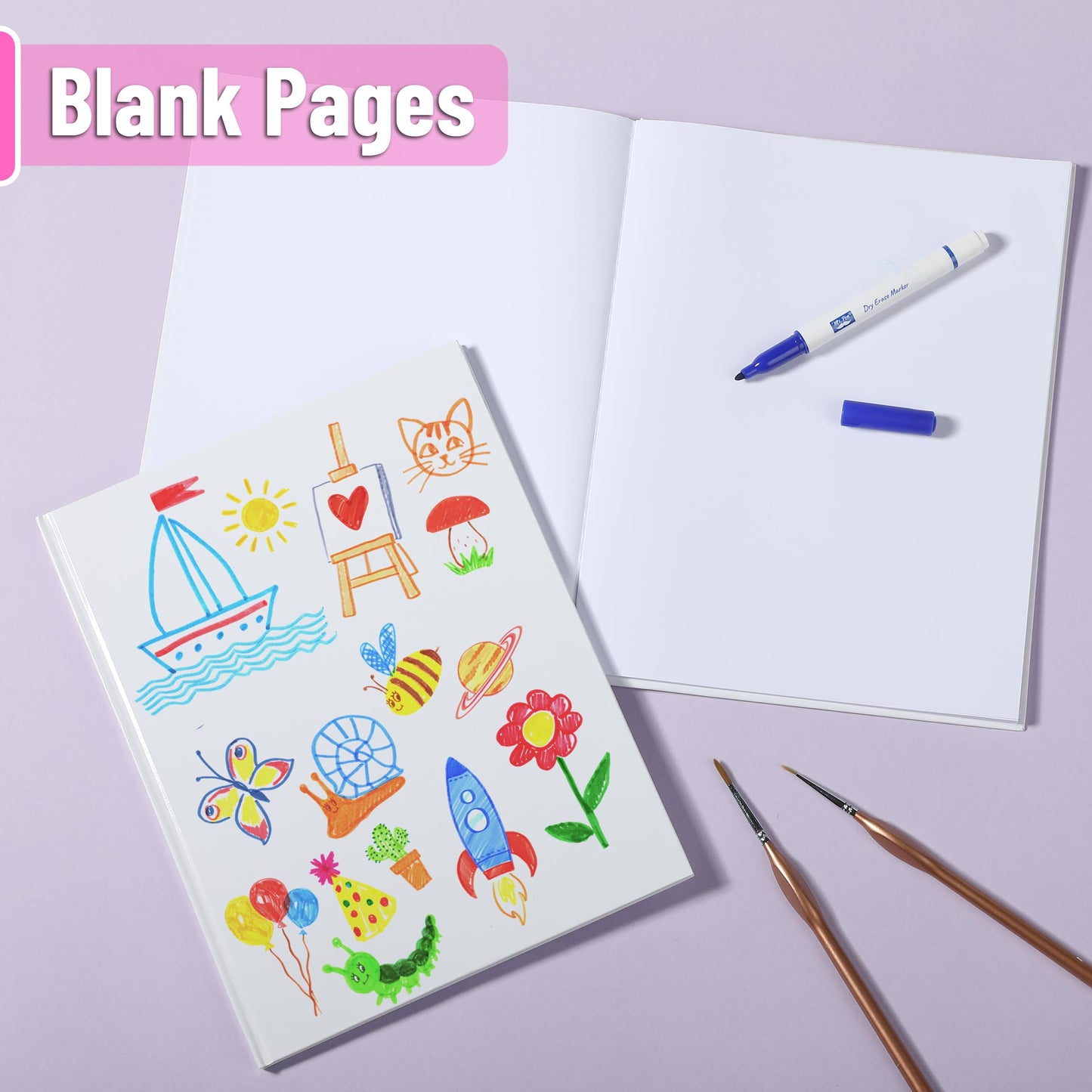 Mr. Pen- Blank Hardcover Books, 8.5 x 11 Inches, 40 Pages, 3 Pack, Blank Notebooks for Kids, Notebooks for Kids