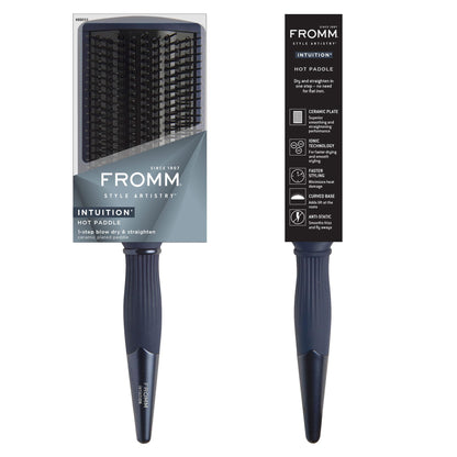 Fromm Intuition Ceramic Ionic Thermal Blow Dry Paddle Brush - Detangle, Dry, Smooth, and Straighten Thick, Wavy, Curly Hair in One Step for Women & Men