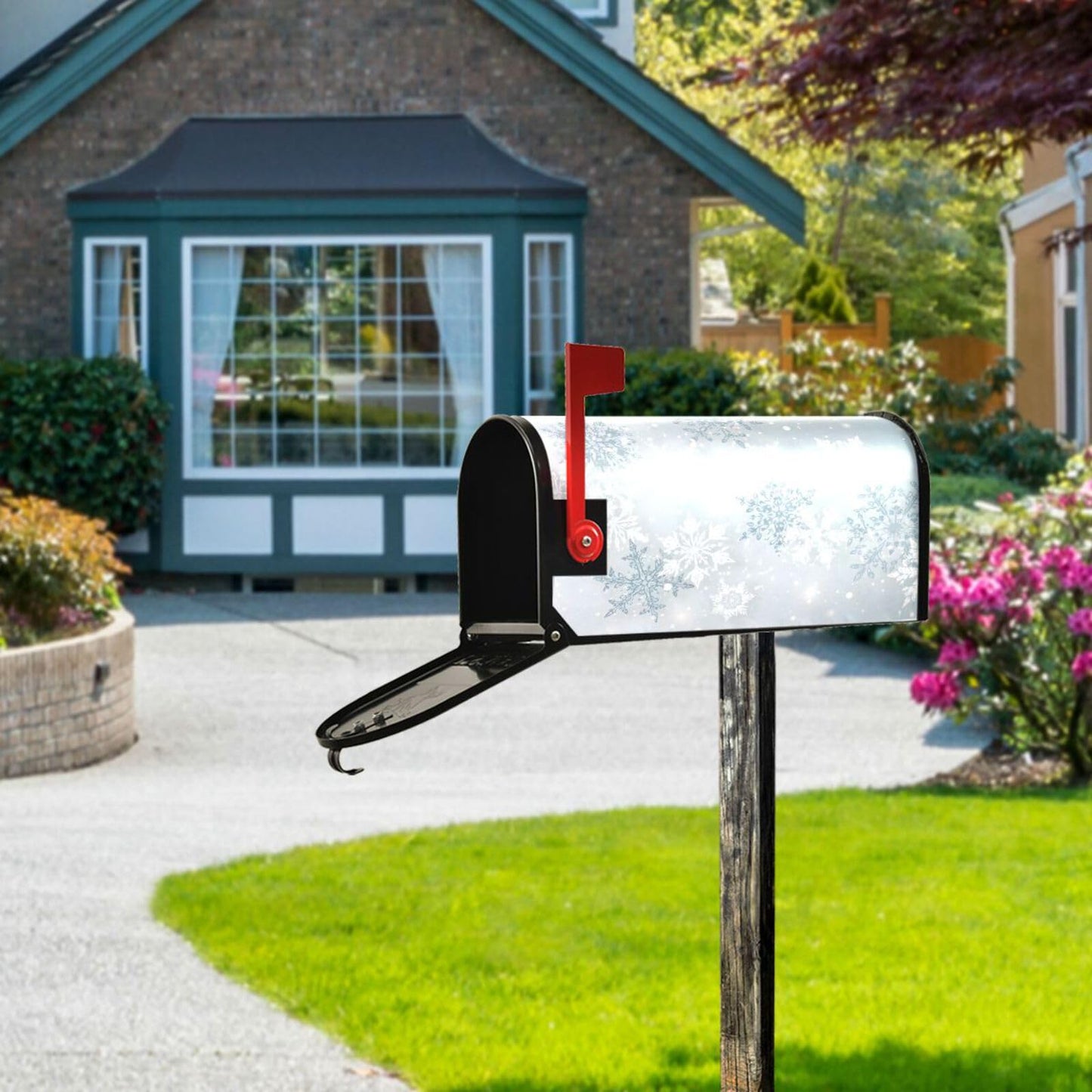 ALAZA Silver Winter Christmas Snowflake Magnetic Mailbox Cover MailWraps Garden Yard Home Decor for Outside Oversized-25.5" x20.8"