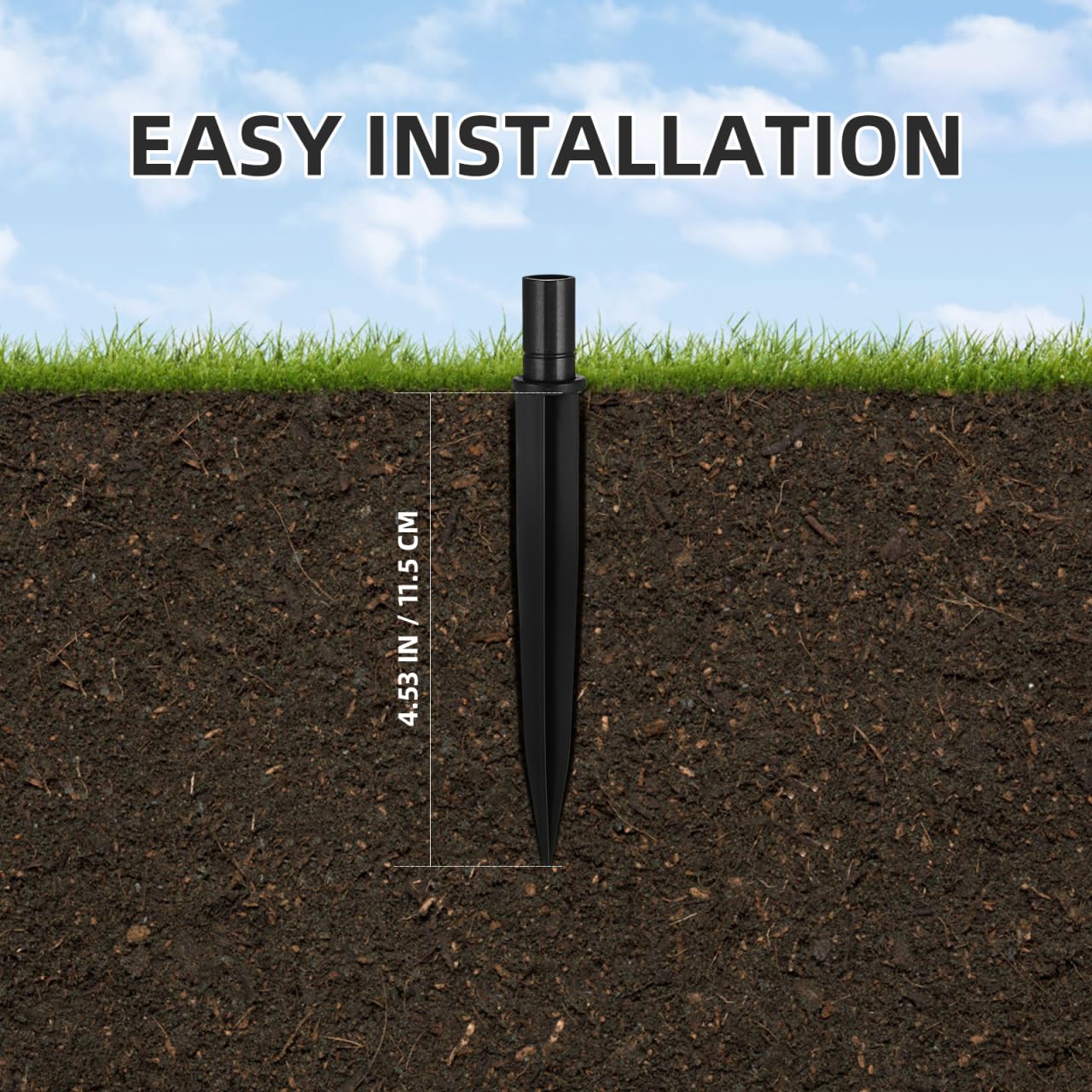 DOITOOL 20 Pack Solar Light Stakes Replacement 5.5 inch Pathway Light Stake ABS Plastic Reinforced Ground Spikes for Garden, Pathway, Christmas Lighting, Black