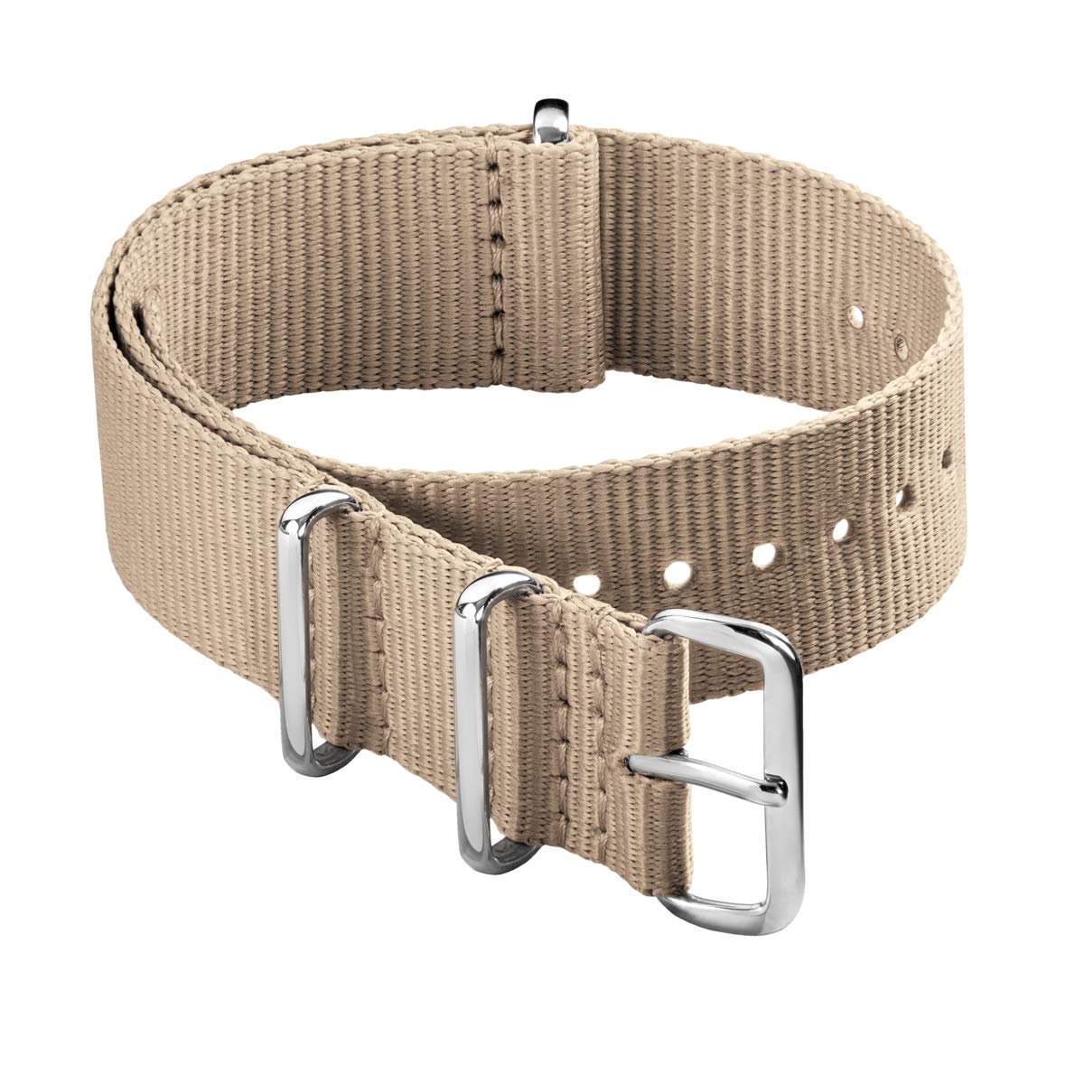 Archer Watch Straps - Classic Military Style Nylon Watch Bands (Khaki, 22mm)