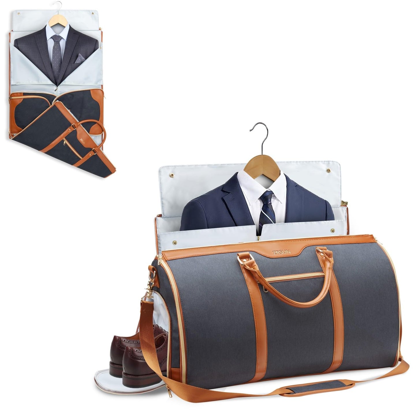 Garment Bag for Travel, Convertible Carry-On Duffel with Shoe Compartment, Waterproof & Wrinkle-Free Suit Carrier for Business Trips & Weekend Getaways, Foldable & Lightweight