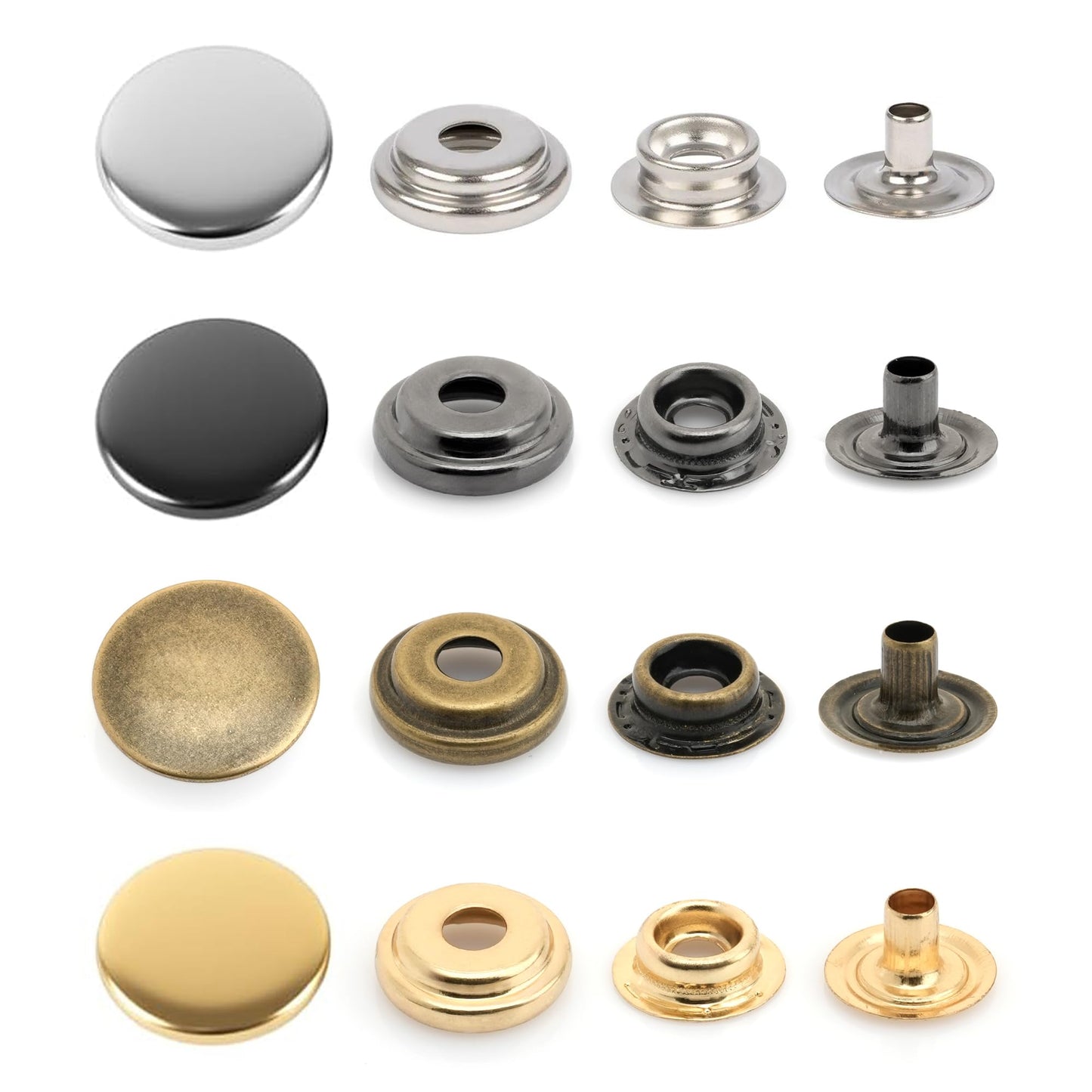 CRAFTMEMORE 50 Sets Antique Brass Snap Fasteners Ring-Socket Press Studs for Jacket Bag Canvas Closures #201 VT47 (12mm (0.47"))