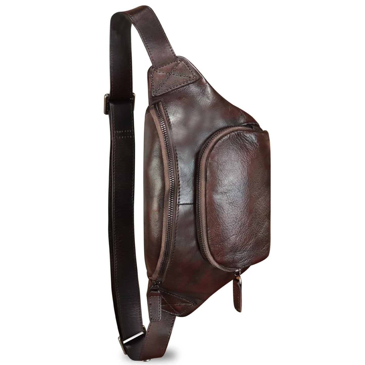 LRTO Genuine Leather Waist Bag Hip Bag Fanny Packs for Women and Men Real Leather Fanny Bag Sling Bag Crossbody Bags Chest Purses (Coffee), LRTO-77481