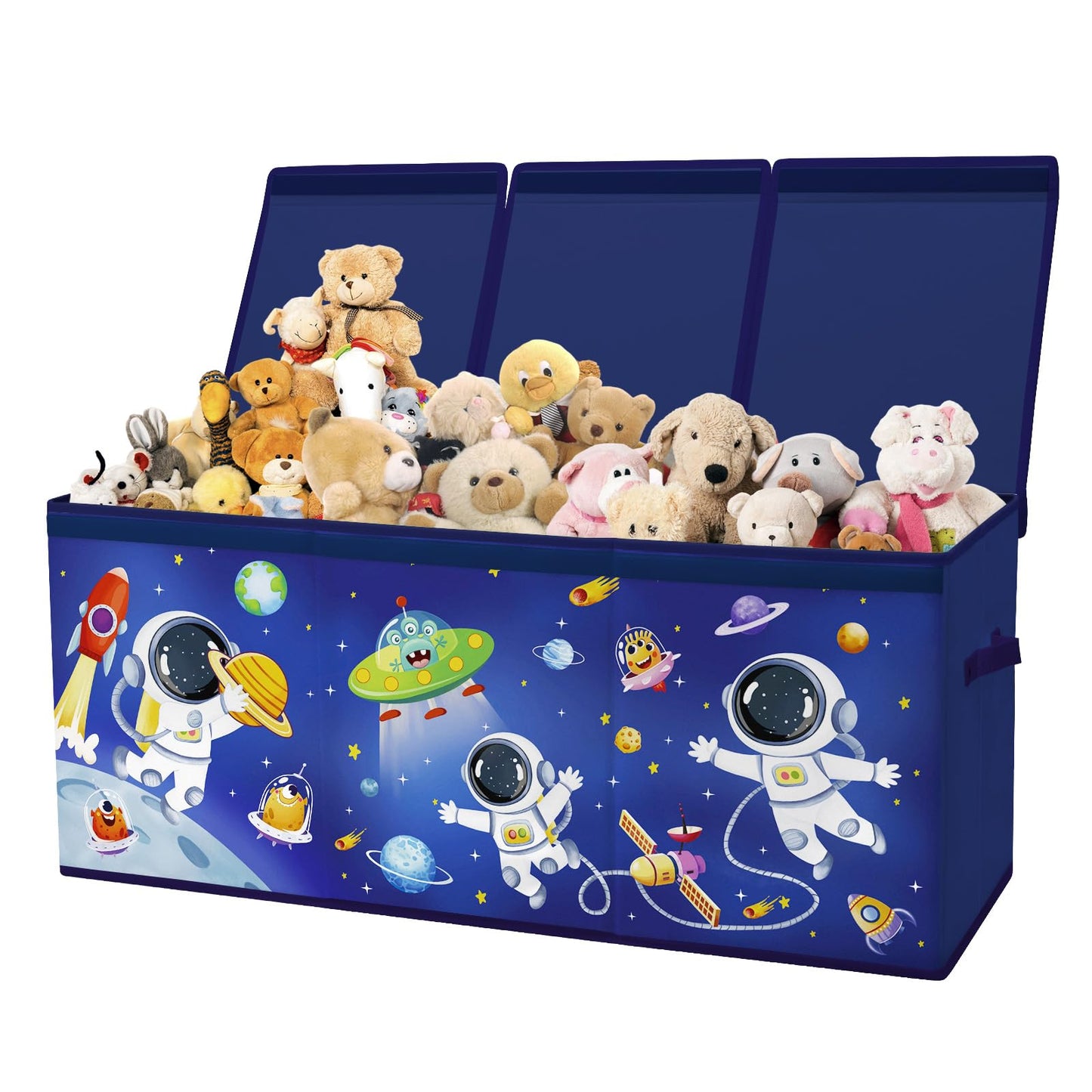 alldomess Toy Storage Bin with Lids,Extra Large Toy Box Chest with Handles for Kids Boys Girls,Collapsible Storage Organizer Box Bin Basket for Bedroom,Playroom, Nursery,37.8"x12.6" x15.7",Astronaut