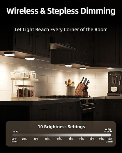 EZVALO Under Cabinet Lighting,1000mAh Rechargeable Puck Lights with Remote,3 Color Temps & 12 RGB Motion Sensor Closet Lights Indoor,Dimmable Under Cabinet Lights for Kitchen,Cabinets,Closet (3 Packs)