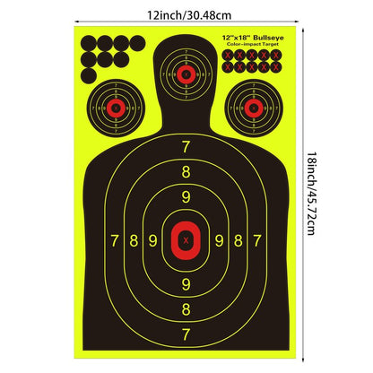 12x18 inch Silhouette Splatter Targets - Bright Fluorescent Yellow Easily seen on Impact When Hitting Target for BB Guns, airguns, Rifles, Indoor and Outdoor ranges (25 Pack)