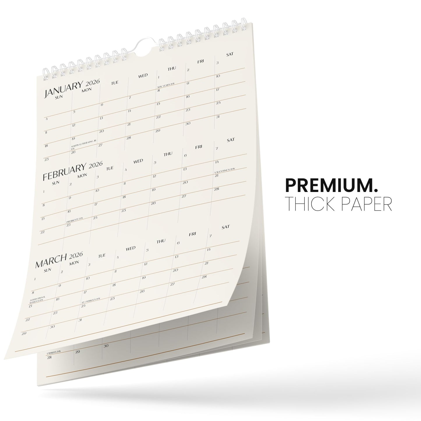 Karto 3 Month Wall Calendar 2025-2026 - Vertical 11x17 inch July 2025 to December 2026 - Boost Your Productivity and Easy Planning with the Aesthetic Monthly Calendar - Beige