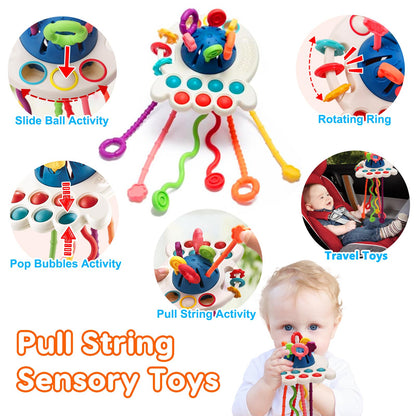 Montessori Baby Toys 6-12-18 Months, Infant Pull String Stacking Cups Shape Sorter Blocks Toy 6 7 8 9 10 11 12 M+ Sensory Development Learning Toy 6-9 9-12 Months Birthday Gift for 1 Year Old Boy Girl