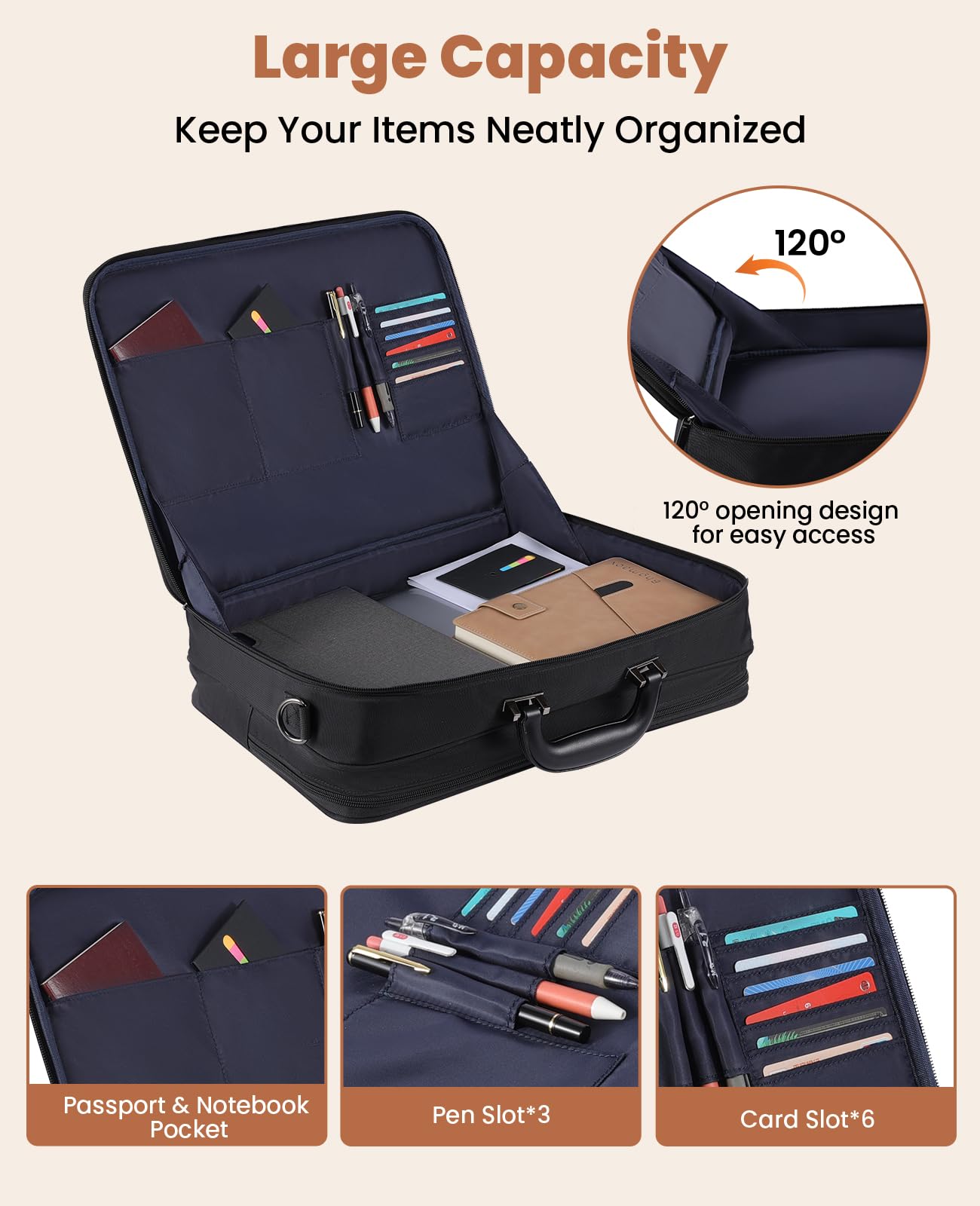 Jetviivid Laptop Briefcase for Men 15.6-16 inch Laptop Bag Lightweight Attache Case, Business Work Bag Computer Carrying Case