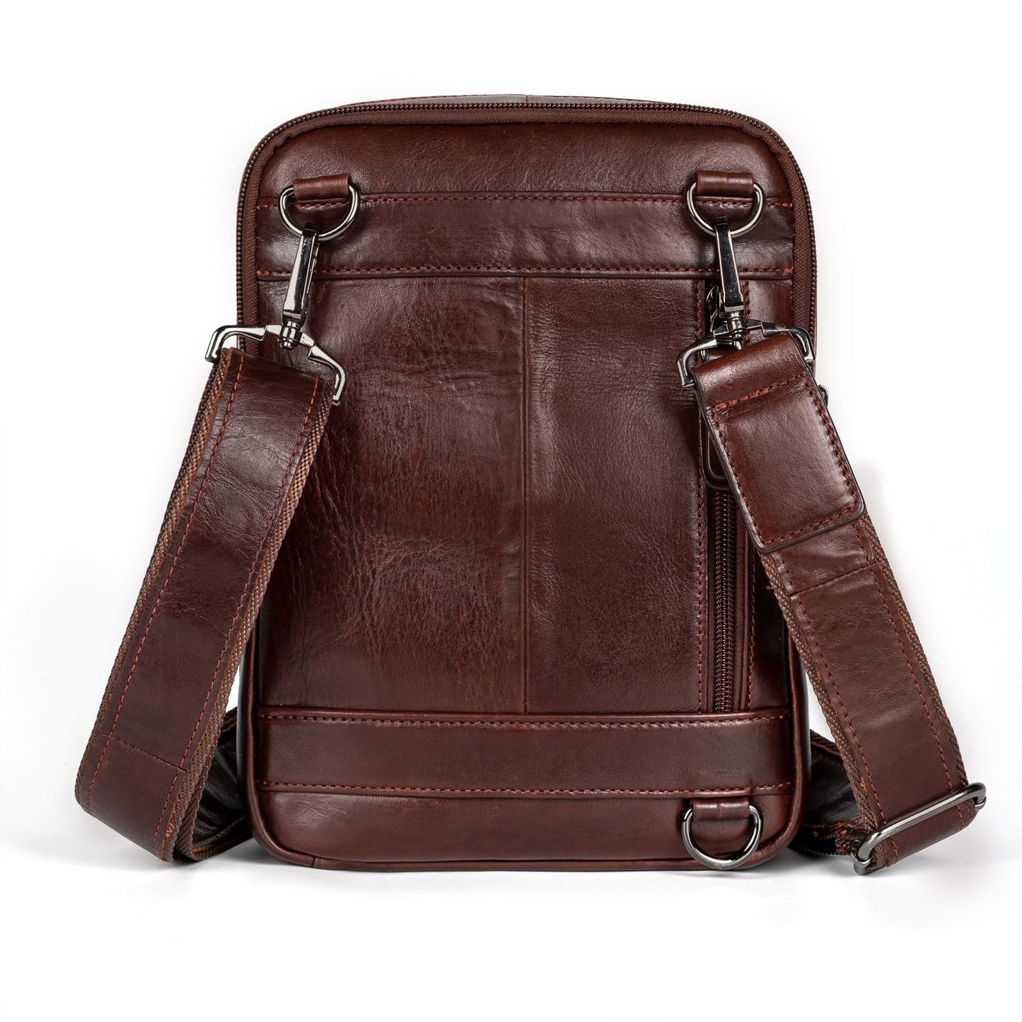 Ariscobull Leather Messenger Bag for Men, Small Leather Sling Shoulder Bag Messenger Pack for Men, Man Purse (Brown)
