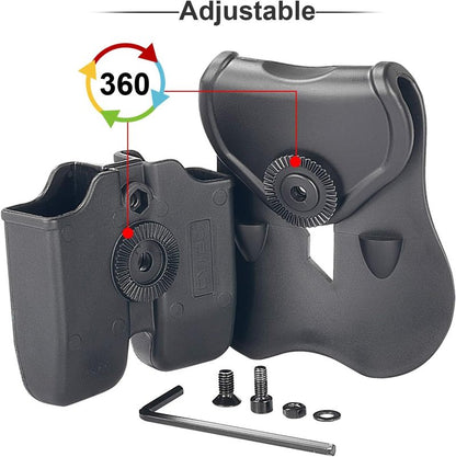 Double Magazine Pouch for Glock 17, 19, 22, 23 | 9mm & .40 Cal Dual Stack Mag Holder - Adjustable Ambidextrous Design | Black