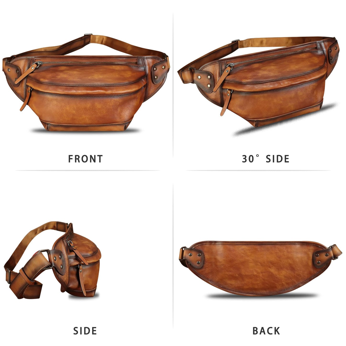 Genuine Leather Fanny Packs for Men and Women Hip Waist Bag Real Leather Fanny Sling Bag Crossbody Chest Purse (Brown)