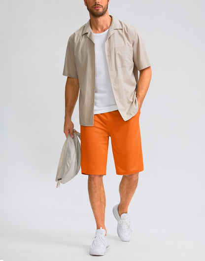 G Gradual Men's Athletic Shorts with Pockets 11" Long Basketball Shorts Lightweight Quick Dry Gym Workout Shorts for Men(Orange,L)