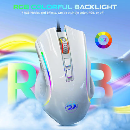 Redragon M602 Griffin RGB Gaming Mouse, RGB Spectrum Backlit Ergonomic Mouse with 7 Programmable Backlight Modes up to 8000 DPI for Windows PC Gamers (Black, Wireless)