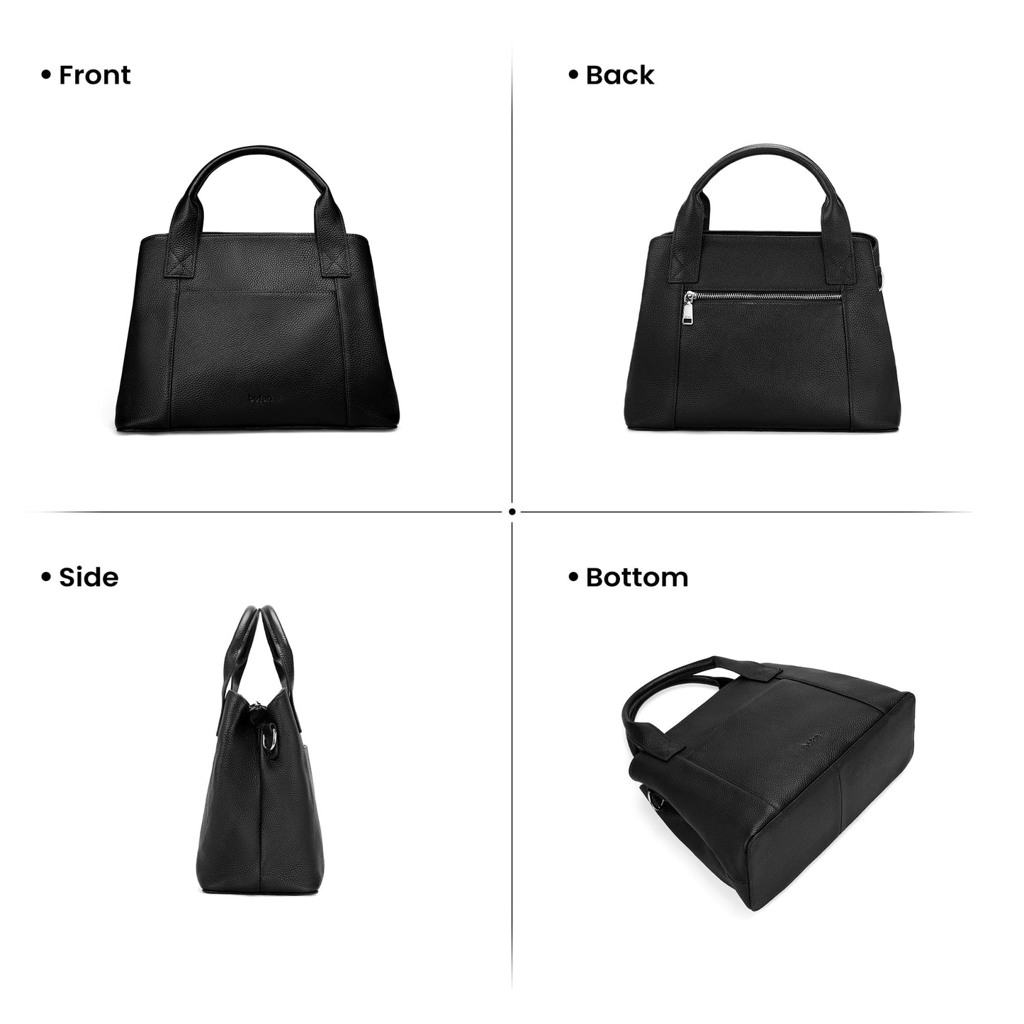 befen Black Leather Tote Bag for Women Trendy, Womens Top Handle Purse Crossbody Shoulder Handbags for Work, Travel, Office, Outdoor