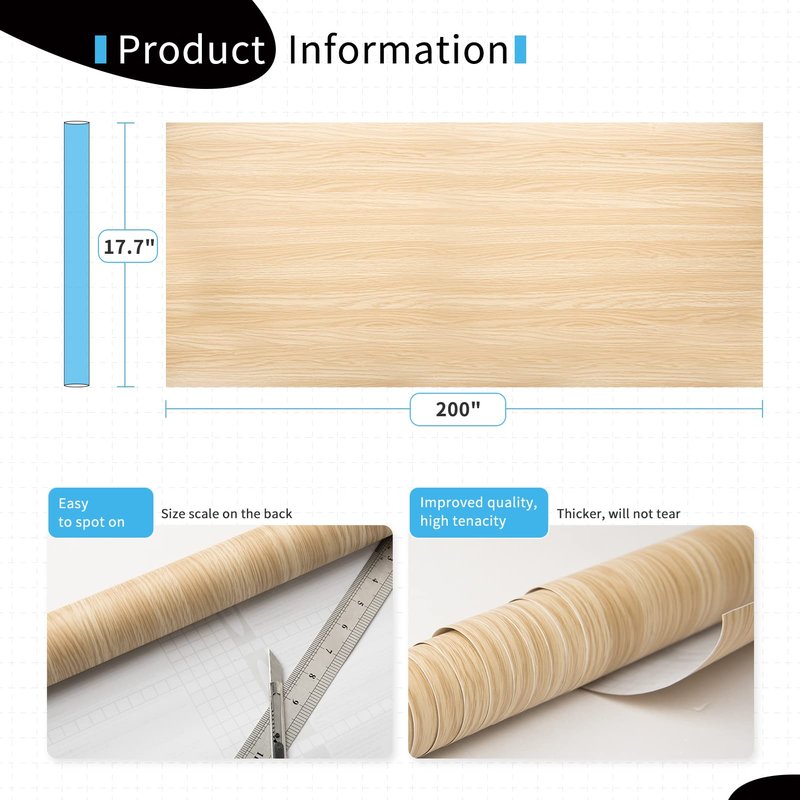 Art3d 120"x17.3" Peel and Stick Wallpaper - Decorative Self Adhesive Contact Paper for Cabinets Countertop Shelf Kitchen Wallpaper,White-Washed