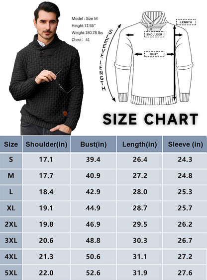 Zaitun Mens Knitted Jumper Sweater Crew Neck Warm Long Sleeve Pullover Textured Ribbed Edge Top S-5XL
