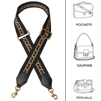 RICLVS Crossbody Bag Strap Soft Cotton Adjustable Replacement Purse (black pattern)